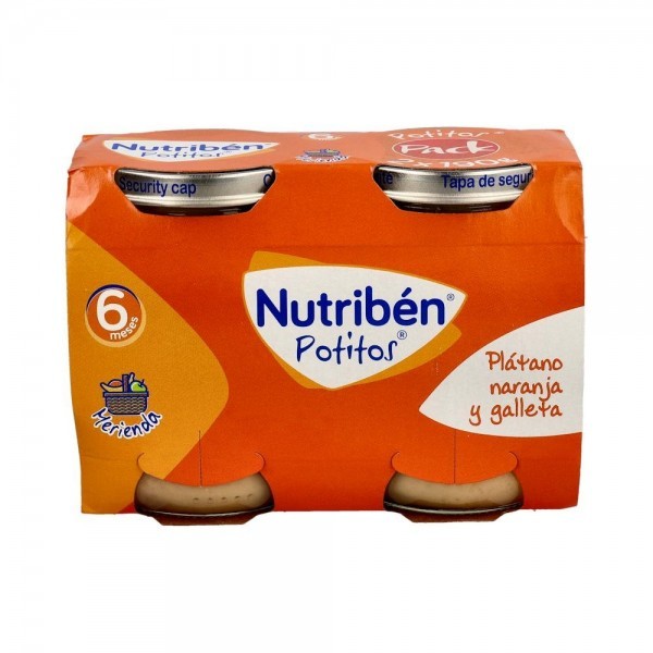 Nutriben Potito Merienda Platano Naranja Galleta 2X190 G +6M