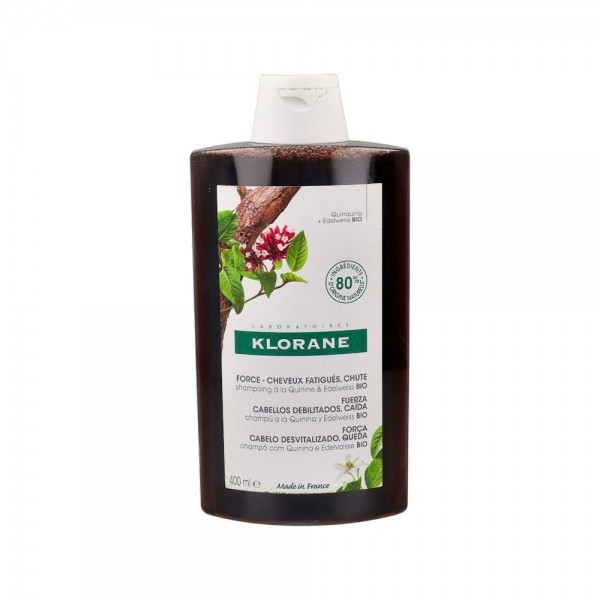 Klorane Champú Fortificante Caída, cabello débil con Quinina y Edelweiss BIO 400ml