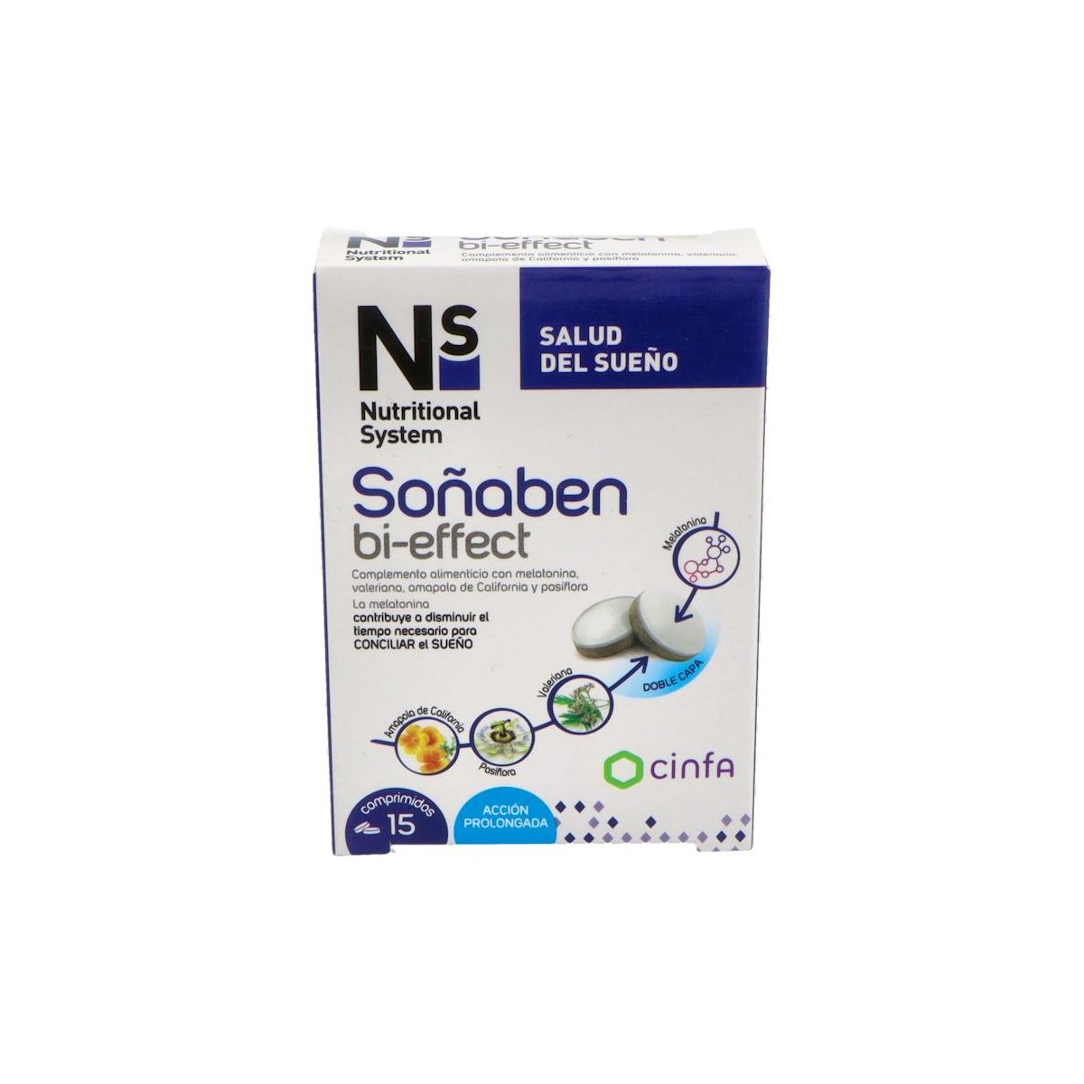 Ns Soñaben Bi-Effect Melatonina 1,85 Mg 15 Comp
