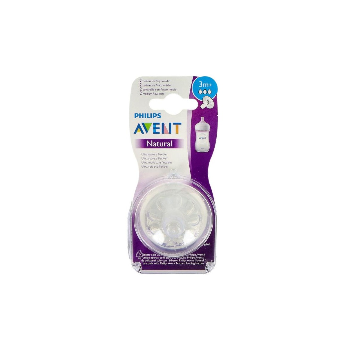 Tetina Avent Natural Flujo Medio +3M 2Un