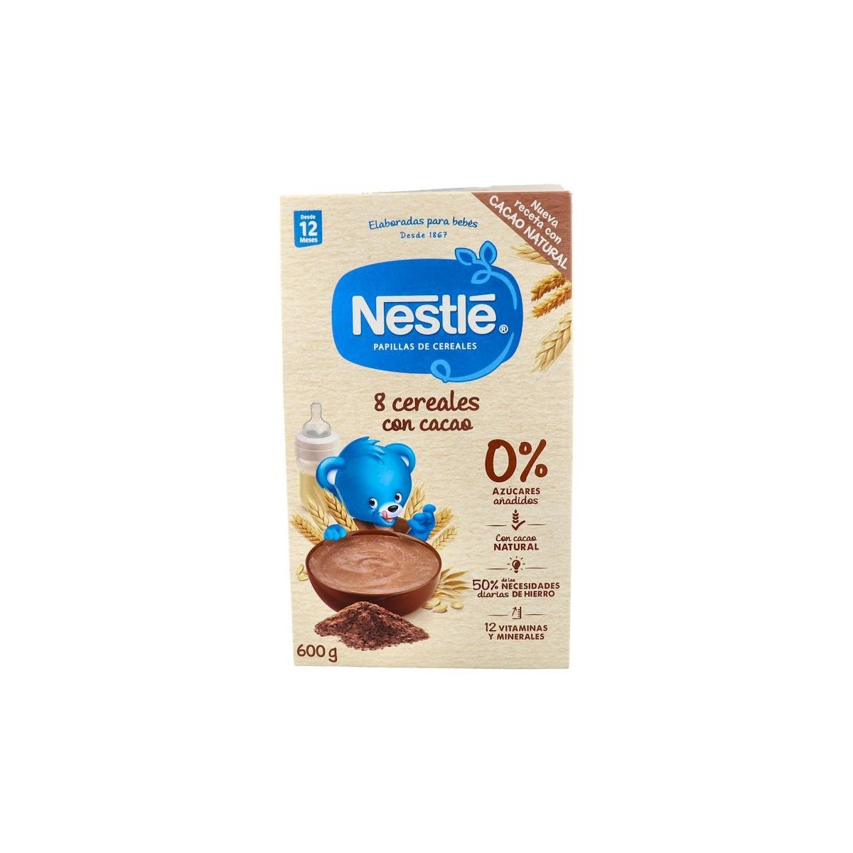 Nestle 8 Cereales Cacao S/Leche 600 G