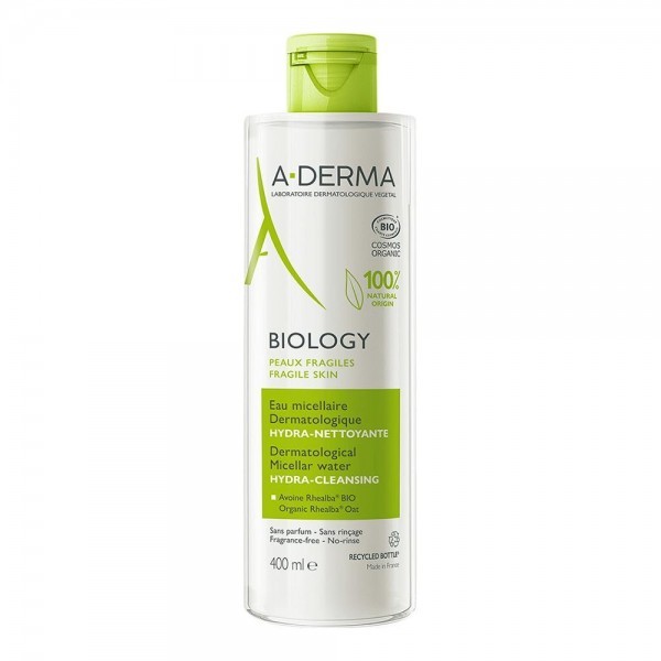 A-Derma Biology Agua micelar dermatológica LIMPIA, DESMAQUILLA 400ml