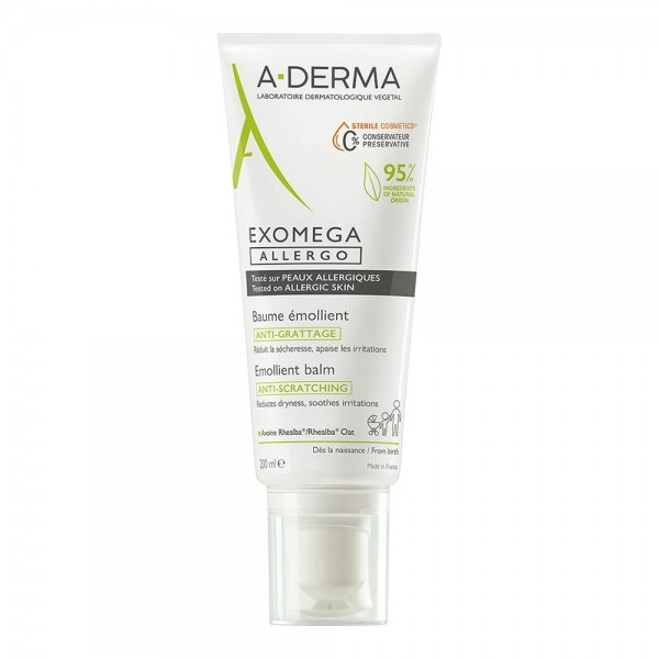 A-Derma Exomega Allergo Bálsamo emoliente anti-rascado cosmética estéril 200ml