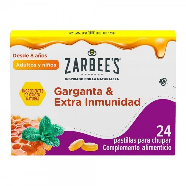 Zarbees Garganta Y Extra Inmunidad 24 Past Para Chupar 6 Un